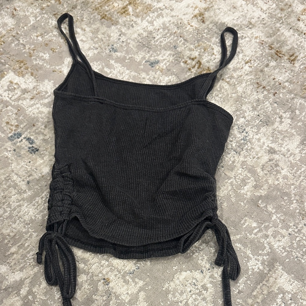 Dark Gray Ribbed Tank Top - Picture 4 of 4